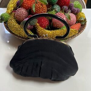 Vintage 1950s MCM Garay Ruched Acetate Wool Rayon Lucite Top Handle Handbag